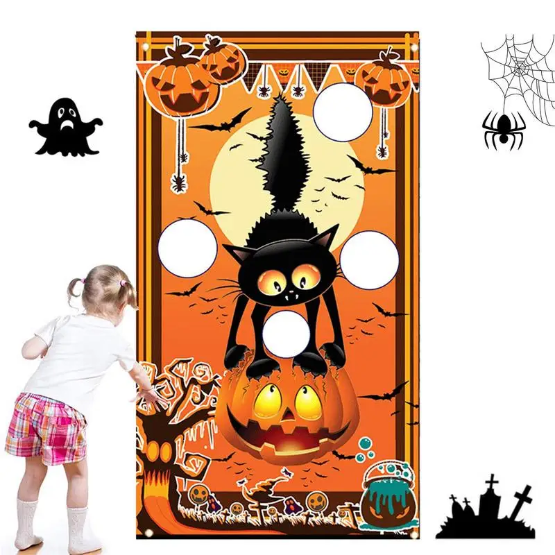 

Halloween Toss Game Banner Carnival Ghost Throwing Game Banner With 3 Bean Bags Hanging Banner Indoor Outdoor Throwing Game For