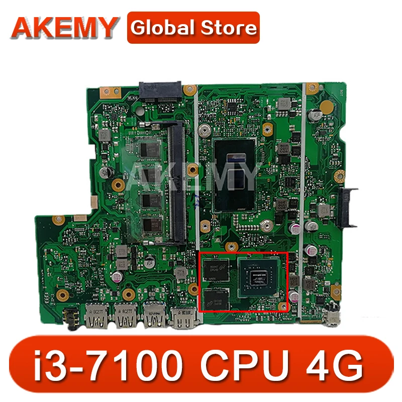 

Материнская плата для ноутбука ASUS X540UV X540UB X540UBR, материнская плата с процессором i3-7100, 4 Гб ОЗУ