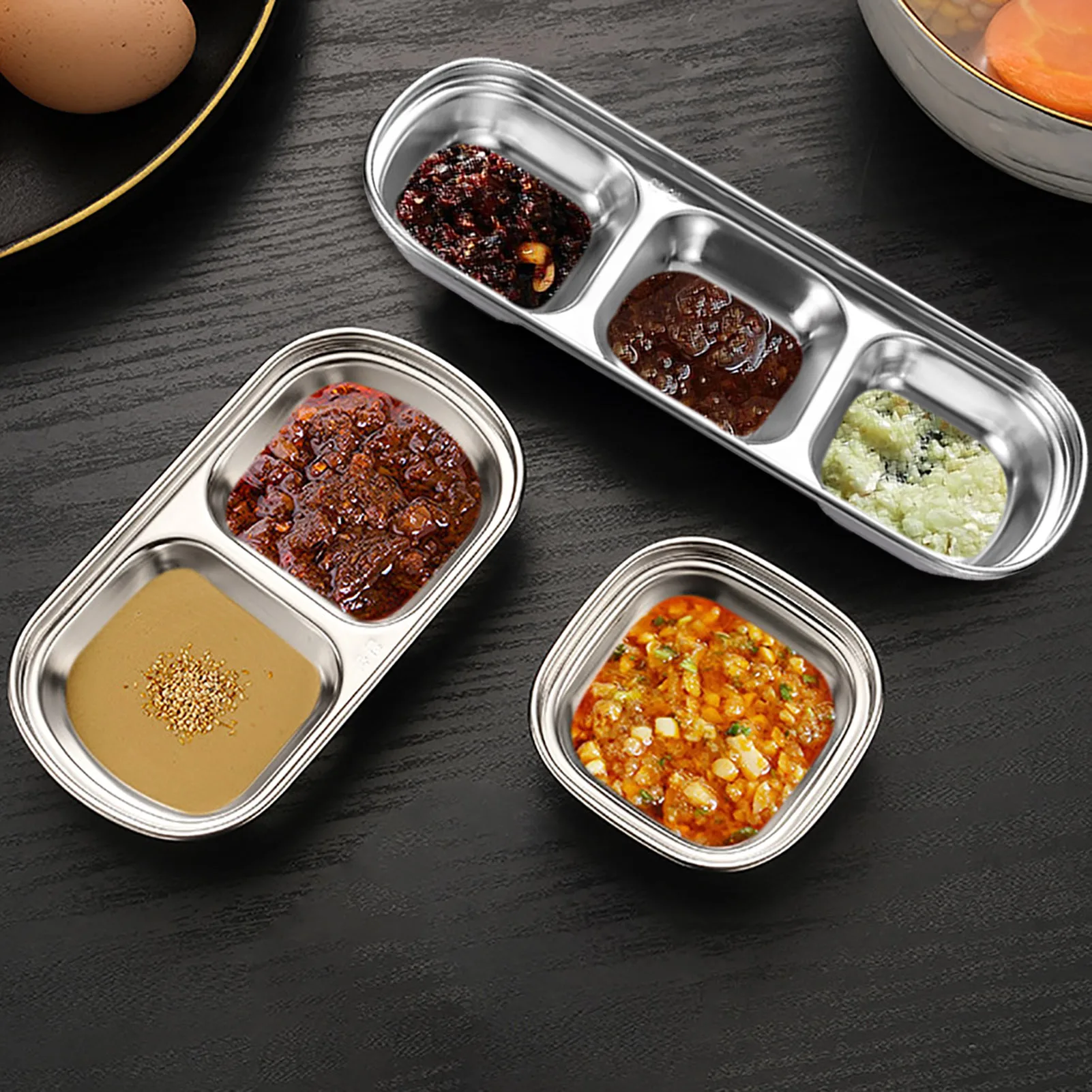 

Stainless Steel Sauce Dish Appetizer Serving Tray Spice Plates Kitchen Supplies Plates Spice Dish Plate Seasoning Dishes