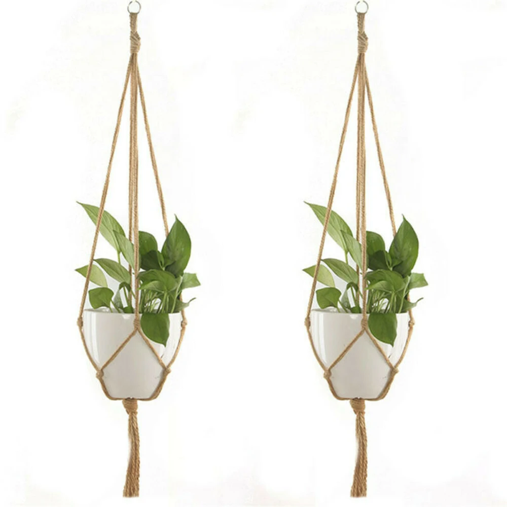 6PCS Macrame Plant Hanger Vintage Rope Basket Outdoor Pot Holder Flower Garden Handmade Hanging Baskets Flowerpot Plant Holder