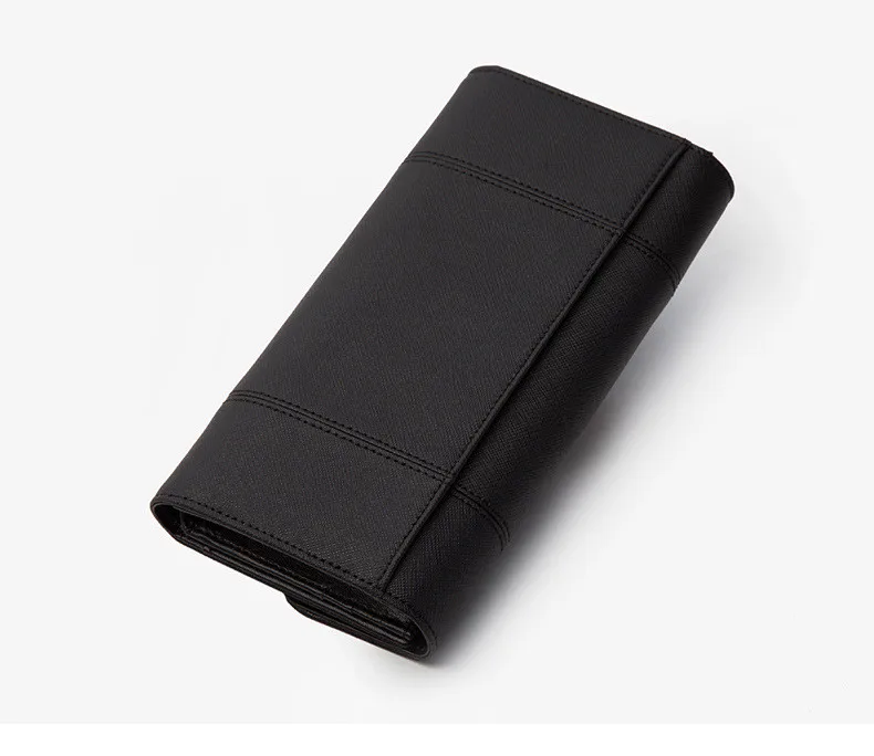 genuine leather women long purse lock wallet card holder high quality