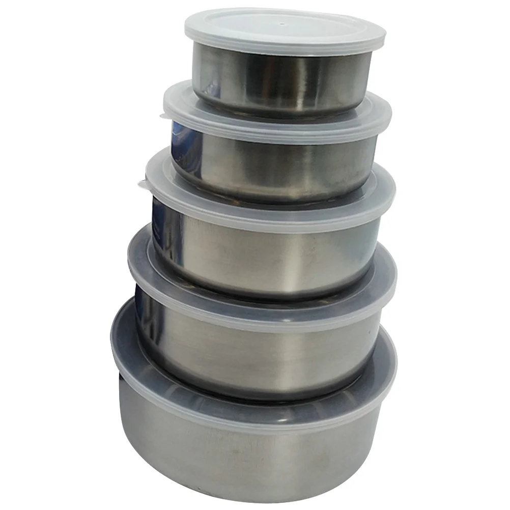 

Bowl Bowls Containerstorage Containers Lidnesting Mixing Stainless Prep Steel Metal Big Snack Box Lids Noodle Fridge Meal