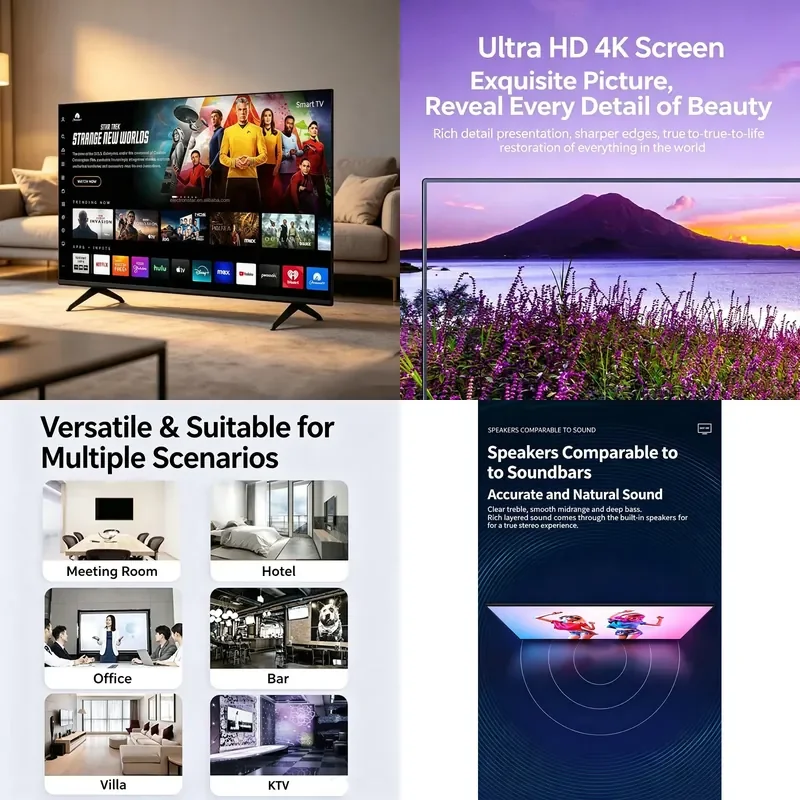 Фото 55-дюймовый Full HD Smart LED телевизор с системой Android, экран IPS 60 Гц, подключение по Wi-Fi, поддержка стандарта PAL, оплата кредитной картой. №1