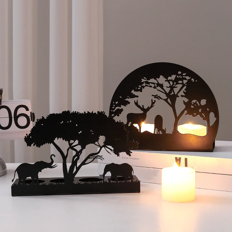 

1pc Iron Art Pendant Home Decor Giraffes Atmosphere Decoration Elk Ornaments Elephants Base Holder Party Supplies