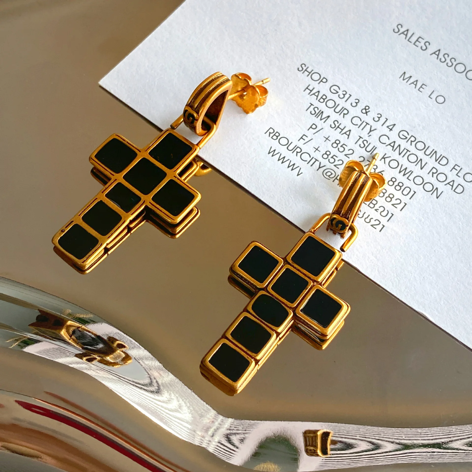 

Винтажные черные глянцевые серьги с крестом, крутые черные серьги унисекс из эмали