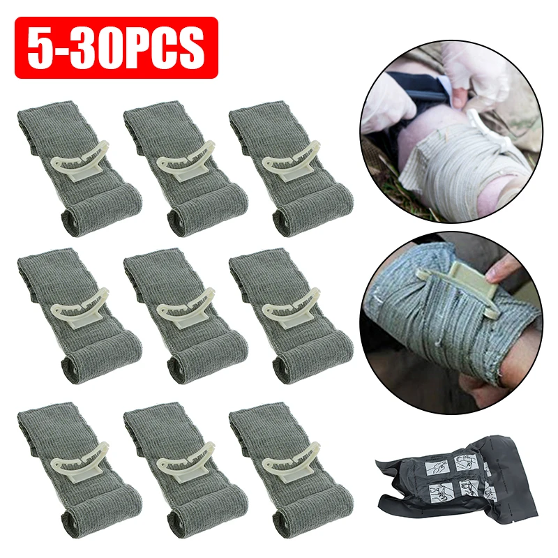 

5-30pcs Medic Survive Israeli Wrap Wound Care Battle Trauma Rescue First Combat Bandage Emergent Urgent Gauze Compress Army Aid