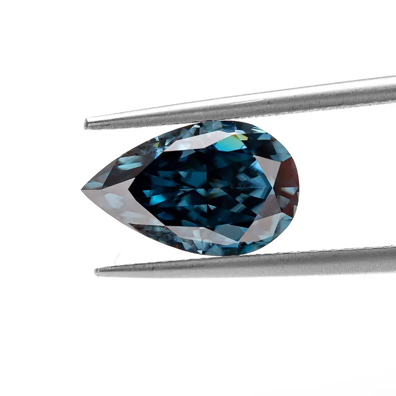 

Holycome Moissanite Vivid Blue Stone Bead Dropshipping Pear Shape Fine Jewelry 4x6mm 9x13mm Crushed Ice Cut Loose Gemstone DIY