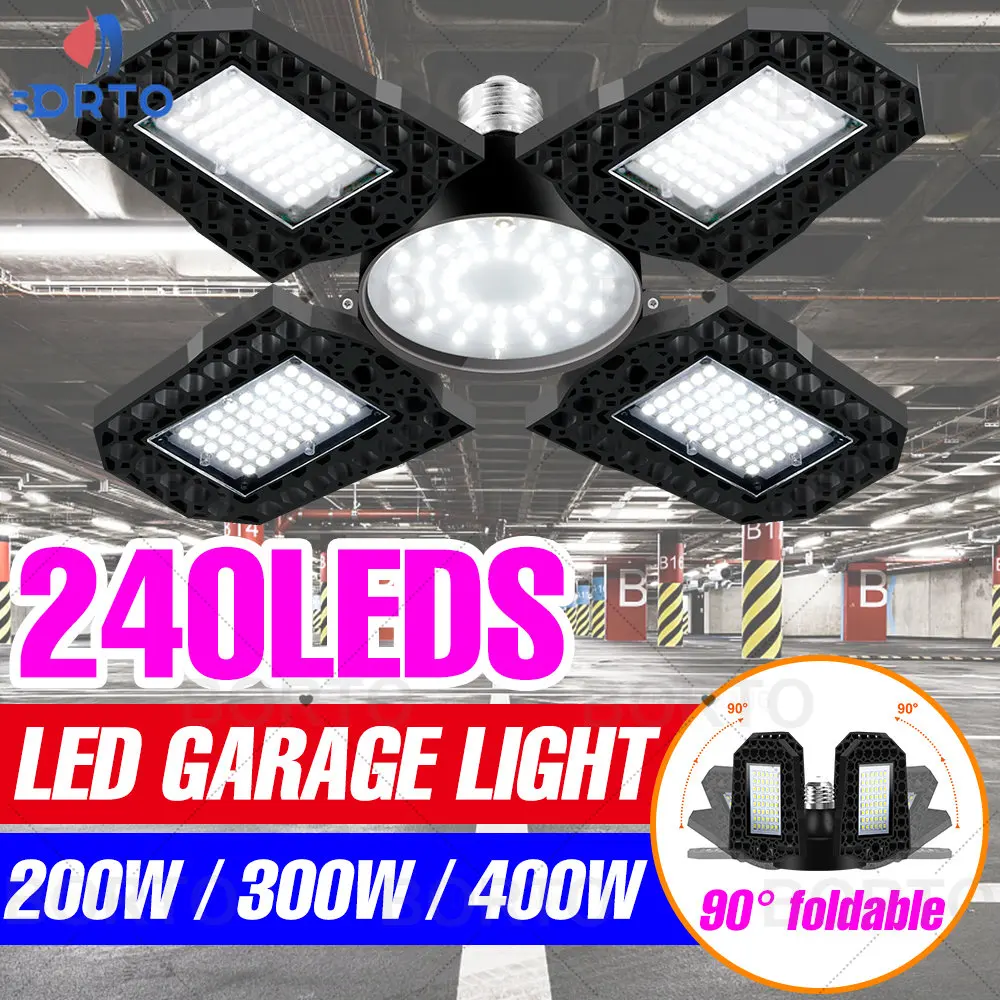 UFO Garage Light E27 Lamp Bulb E26 Deformable Bulbs 220V High Bay Ceiling Light LED Lampara Industrial Lighting 200W 300W 400W