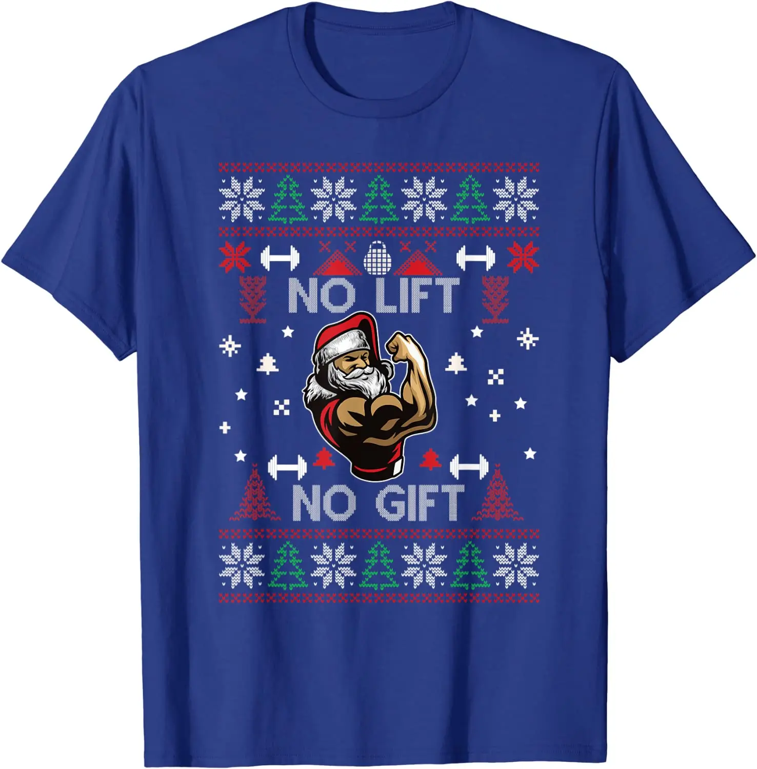 Мужская футболка для тренировок в тренажерном зале Santa Ugly Christmas No Lift Gift