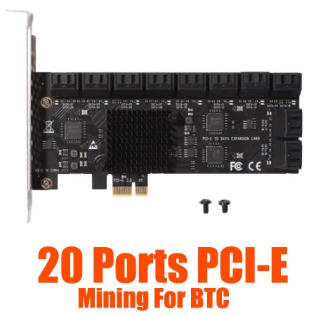 

PCIE Riser Card PCI Expansion 20Ports For Mining PCI-E SATA 3.0 Controller Adapter Riser 6Gbps Expansion Cards For Desktop PC