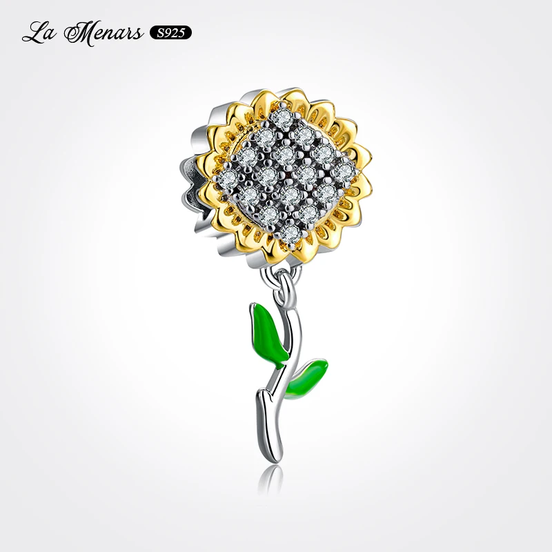 

La Menars New Sunflower Bead Fit Original Brand Charm Bracelet Genuine Silver Plating For Women Jewelry DIY Making