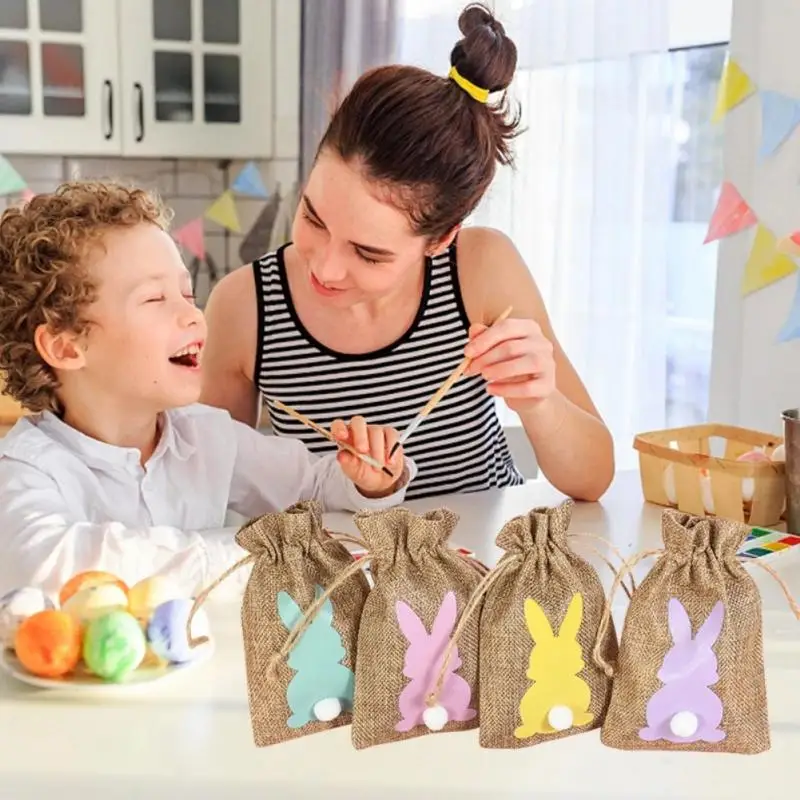 

24pcs/set Bunny Candy Cookie Packing Bags Easter Gift Bag Spring Easter Party Kids Birthday Party Decoration Favor Rabbit Pouch