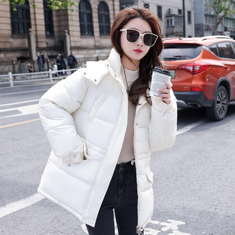 

2022 New Cotton Coat Women's Short Section Large Size Slim Fit Thickened Hooded Loose Down Cotton Coat Coat Winter Cotton Jacket