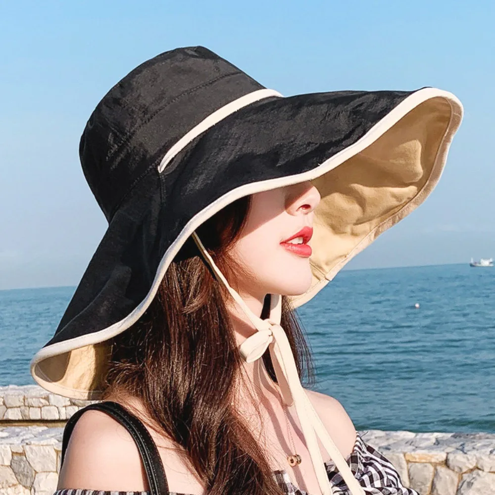 

Women Fisherman's Hat Spring Summer Sunscreen Hat Big Brim Bucket Hat Edge Anti-ultraviolet uv Sun Hat UPF 50+