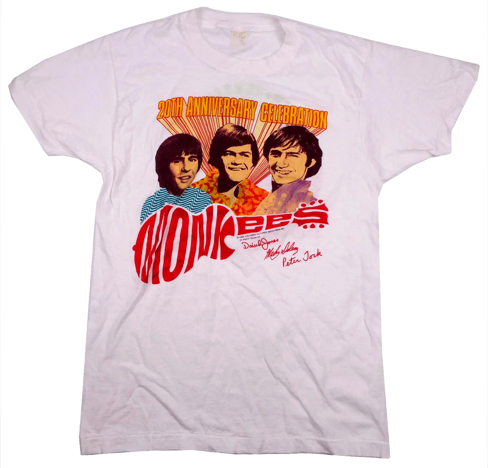 Винтажная Футболка Monkees 1986 с изображением мирового турнира Xs 20-я годовщина