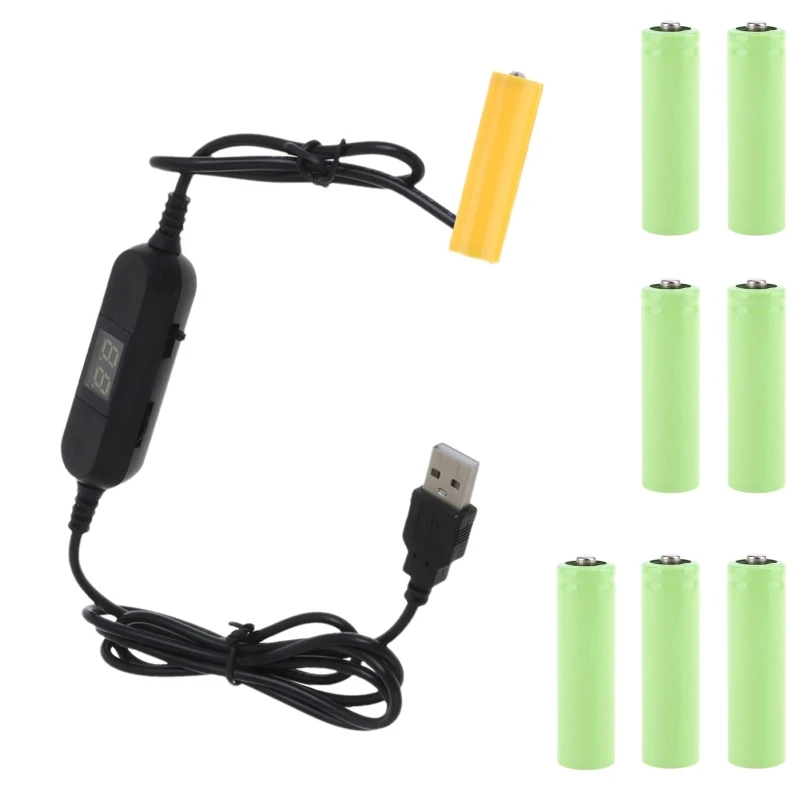 

USB to 1.5V 3V 4.5V 6V 12V LR6 AM3 AA Dummy Battery Cable Replace 1-8pcs Batteries for Radio LED Light Toy Motion Sensor