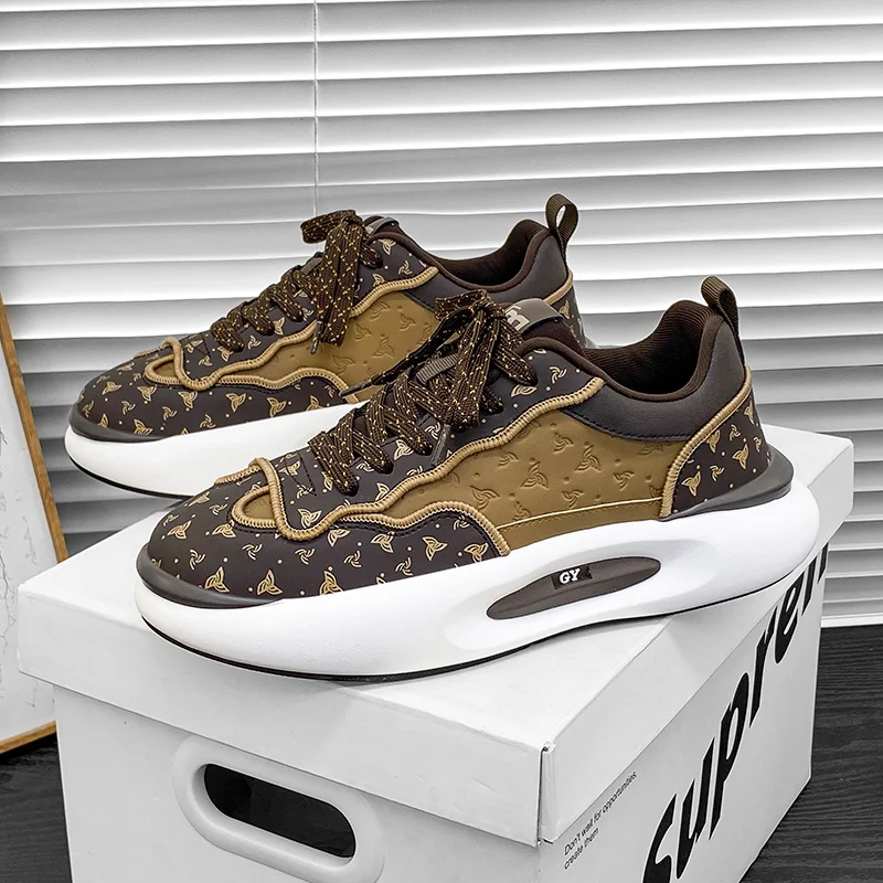 

Мужские кожаные кроссовки, повседневная обувь на платформе, роскошные дизайнерские брендовые, для прогулок и вождения, Уличная обувь