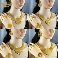 aniid dubai gold plated jewelry sets for women african luxury necklace bracelet sets arabic nigerian bridal wedding jewelry gift