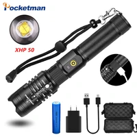 powerful xhp50 led flashlight zoomable torch tactical flashlights usb rechargeable 18650 flashlight waterproof torch hand light
