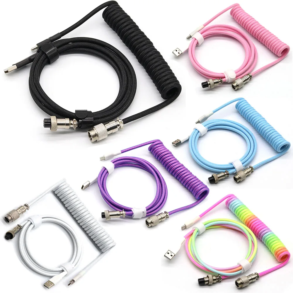 

Mechanical Keyboard Coiled Cable Wire Type C USB Port Aviator Coiling Cable Desktop Computer Gaming Keyboard Accessories