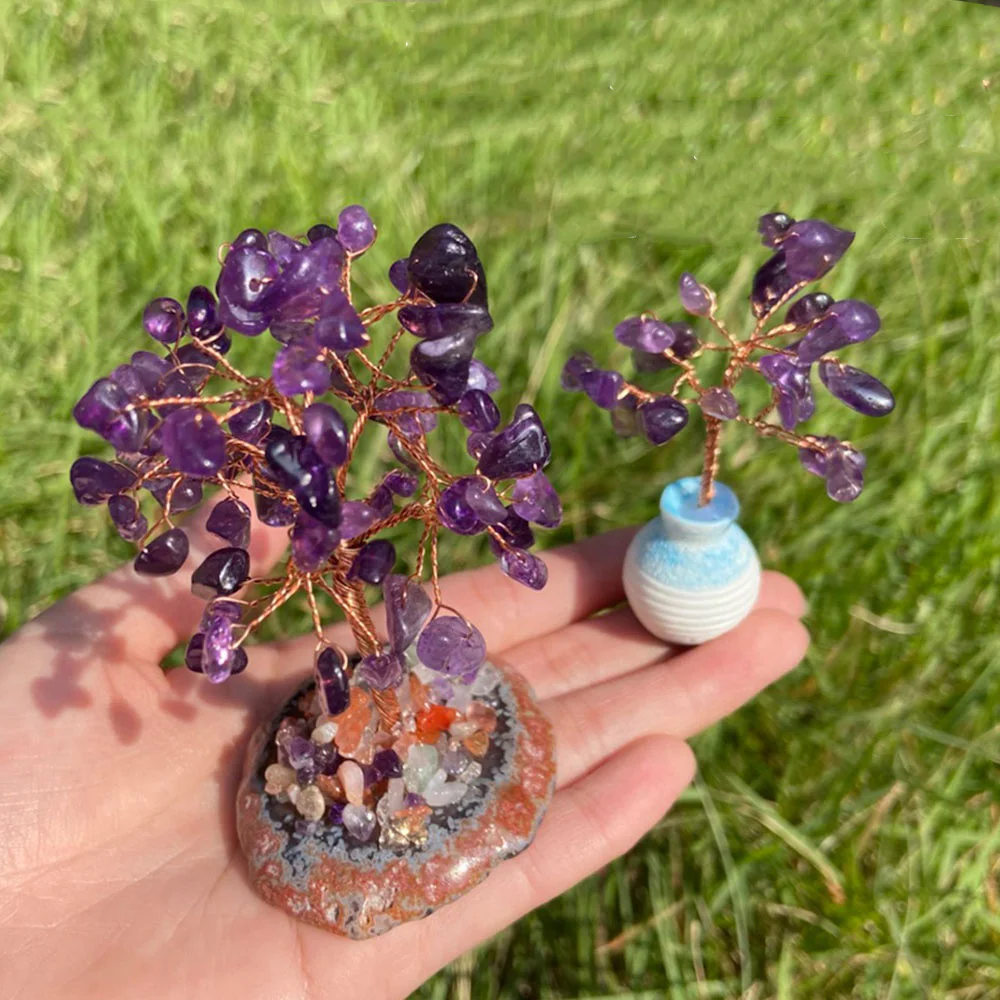 Декор для дома кристаллы подставка-маятник статуэтка денежного дерева медная