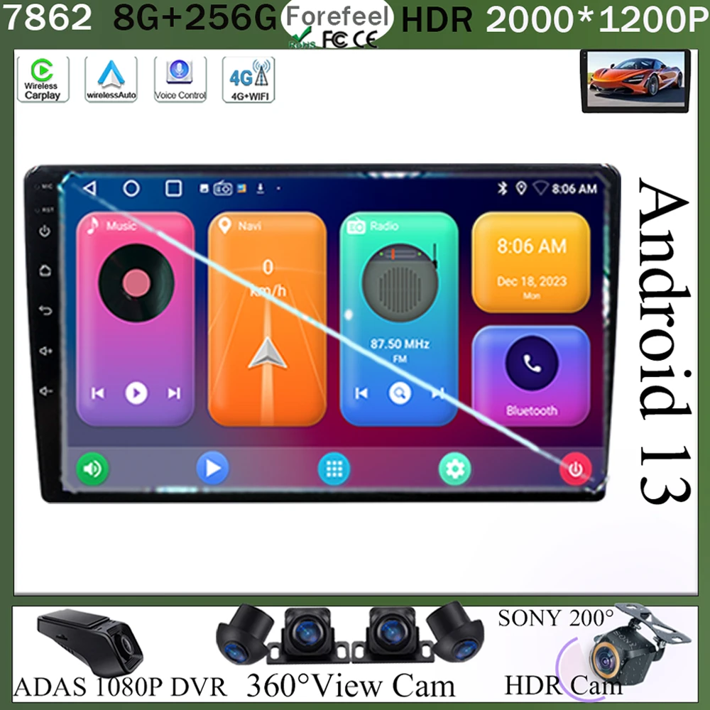 Android 13 для Nissan Navara 3 D40 2004 -2010 Автомобильное видео Радио мультимедийный плеер QLED