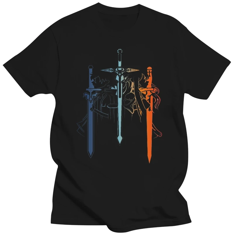 

T Shirts Short fashion men Kirito and Asuna form Sword Art Online sword art online sao kirito asuna tshirt men