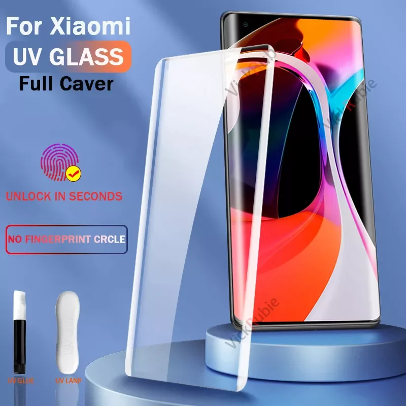 

UV Full Cover Tempered Glass For Xiaomi Mi 11 Ultra 12 Note 10 Lite Mi11 12S Pro Ultra Screen Protector Mi Mix4 Mi10 Note10 Film