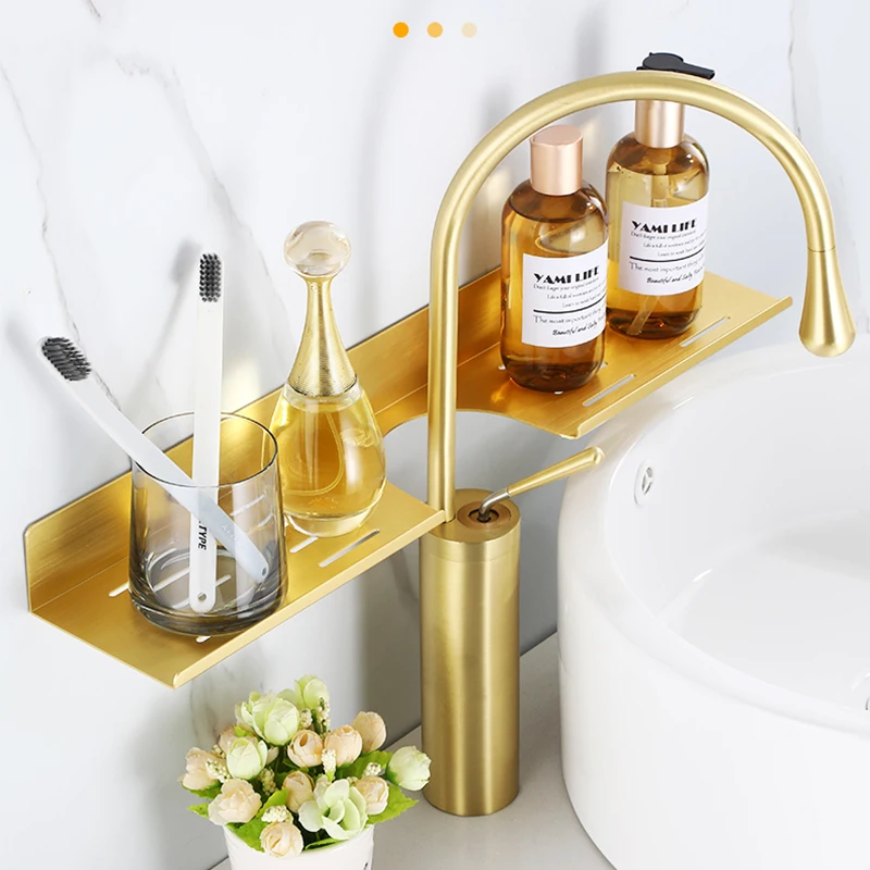 

Полка матовая золотистая для ванной комнаты, 30-40-50 см