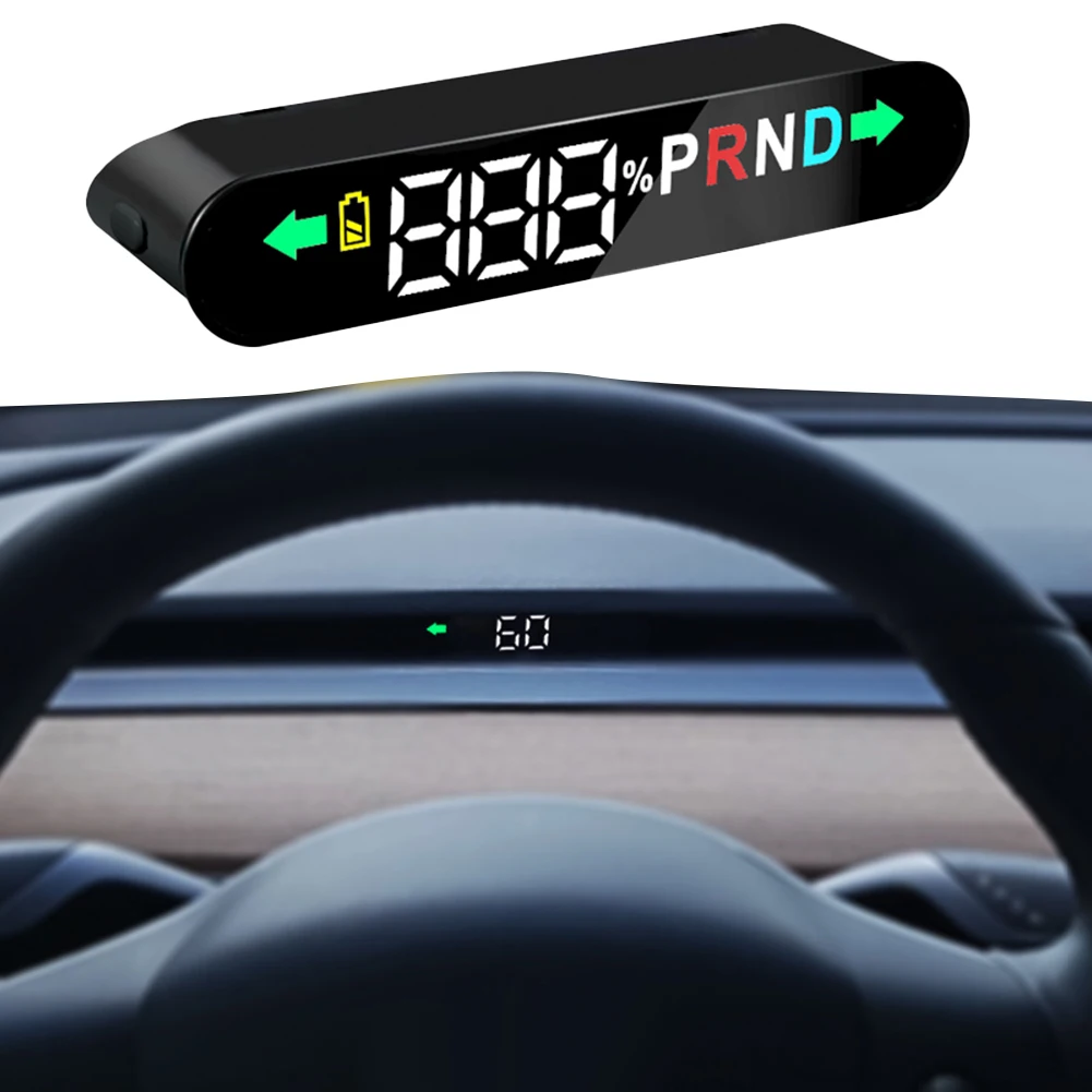 Car HUD Head Up Display For Tesla Model 3 Mode Y Digital LCD Speedometer Signal Gear Mini Size Embedded Design High Definition