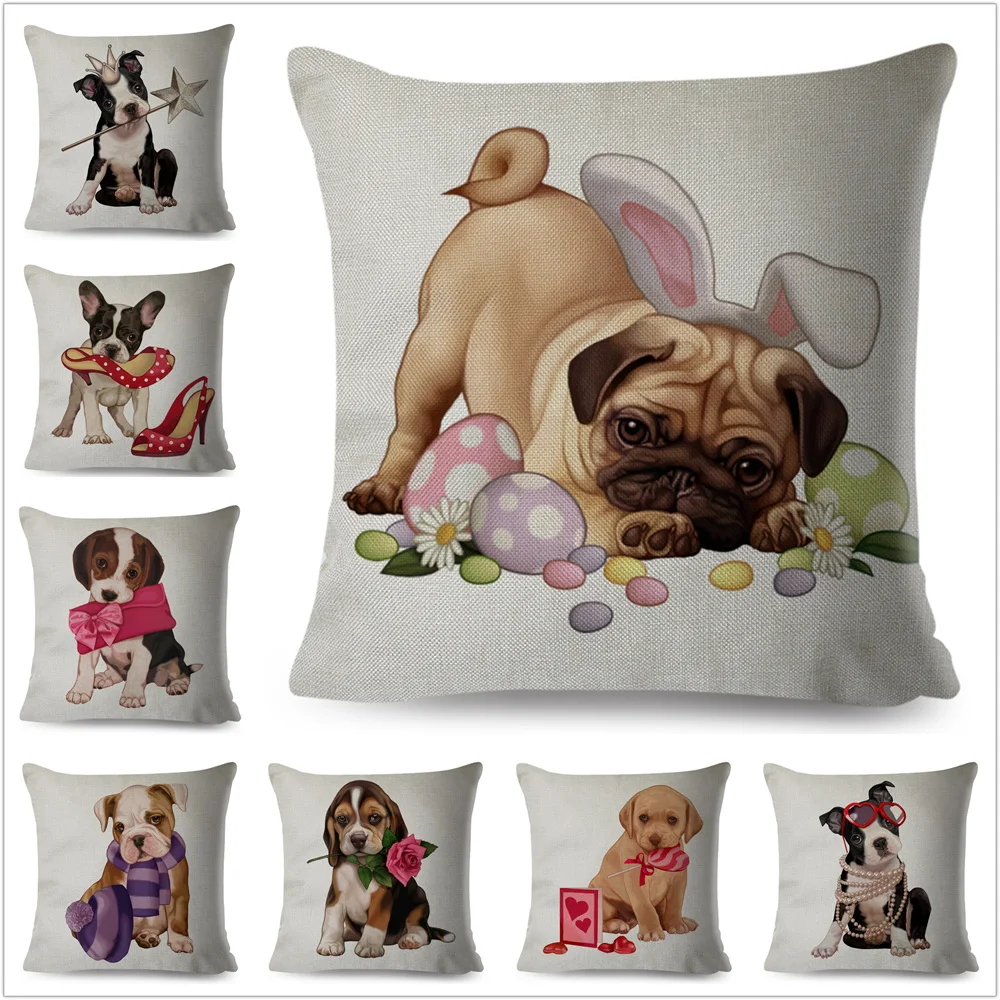 

Cute Cartoon Fashion French Bulldog Short Plush Cushion Cover Bedroom Pillowcase Sofa Home Car Decoration Animal Dog Pillowcase