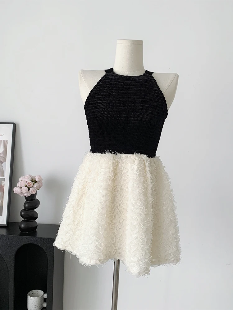 

Женское платье-трапеция в стиле ретро, цельное платье контрастных цветов в стиле пэчворк с круглым вырезом без рукавов, модель 2023 на день ро...