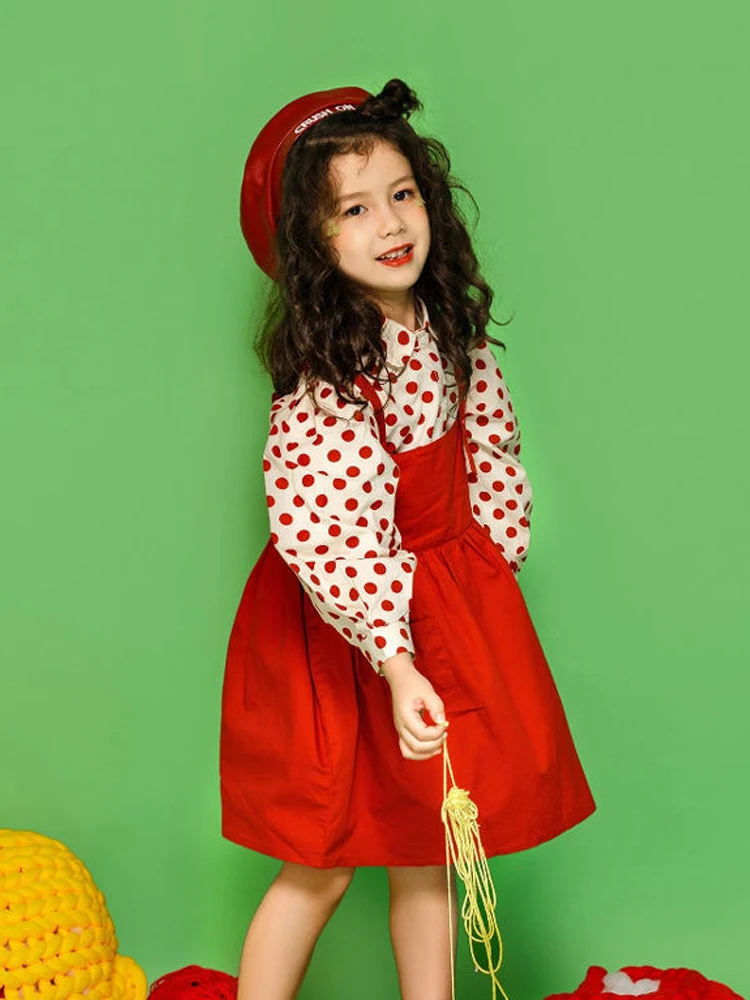 

Spring 2023 New Two Piece Children's Polka Dot Dress Clothing Dress For Girls Clothing For Girls Girls Dresses For Children