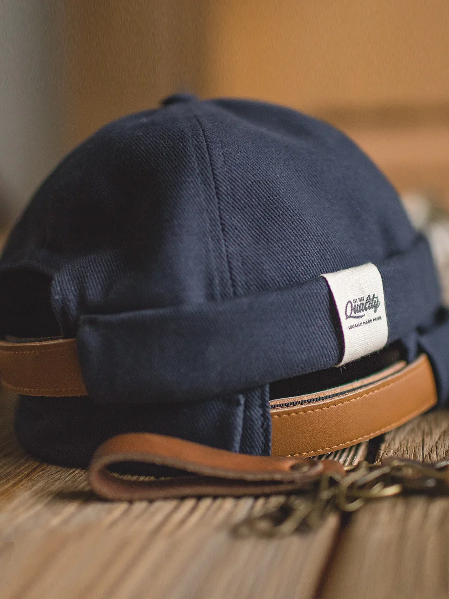 Madden Cargo Ретро Yuppie Brimless Melon Peel Шляпа китайского владельца без полей Моряк Шлифовка