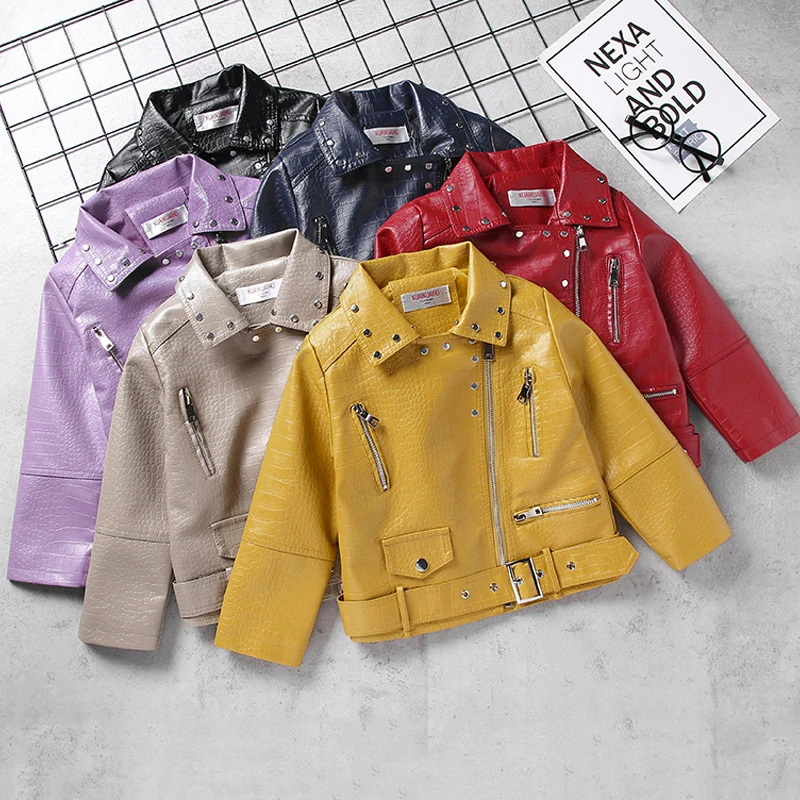 

Boys Girls Leather Jackets High Quality Spring Autumn Children Caridgan Outerwear Coats Classical Style Bolero Baby Clothes