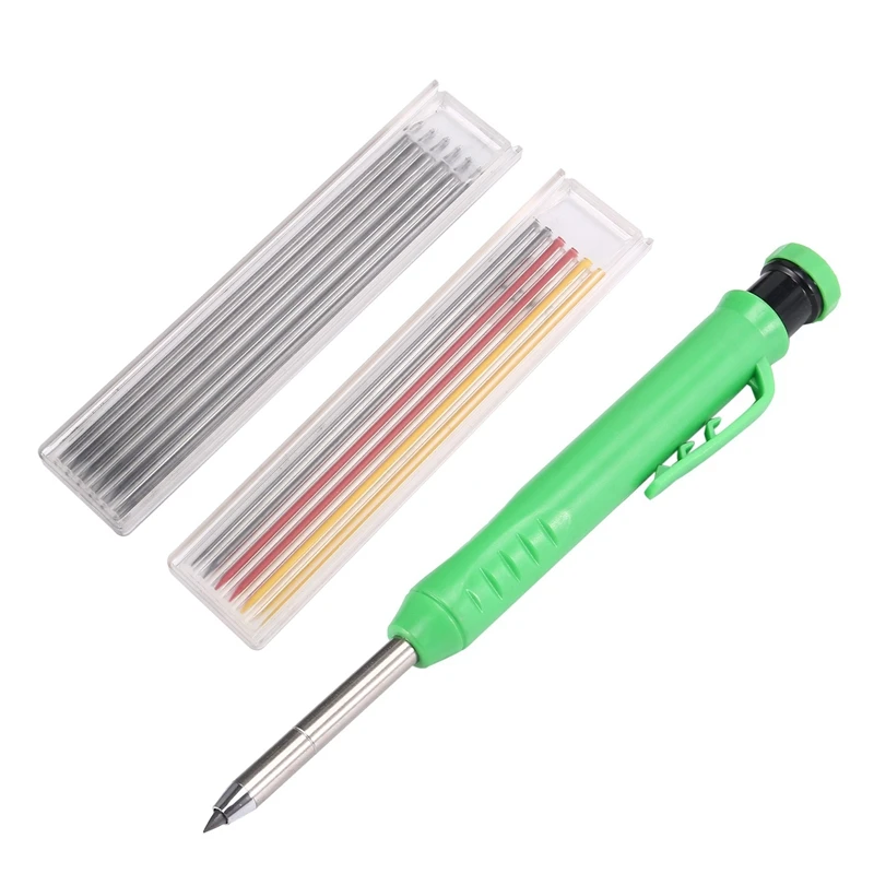 

Solid Carpenter Pencil Set With 12 Refill Leads Mechanical Pencil Marking Tool Kit For Woodworking Architect