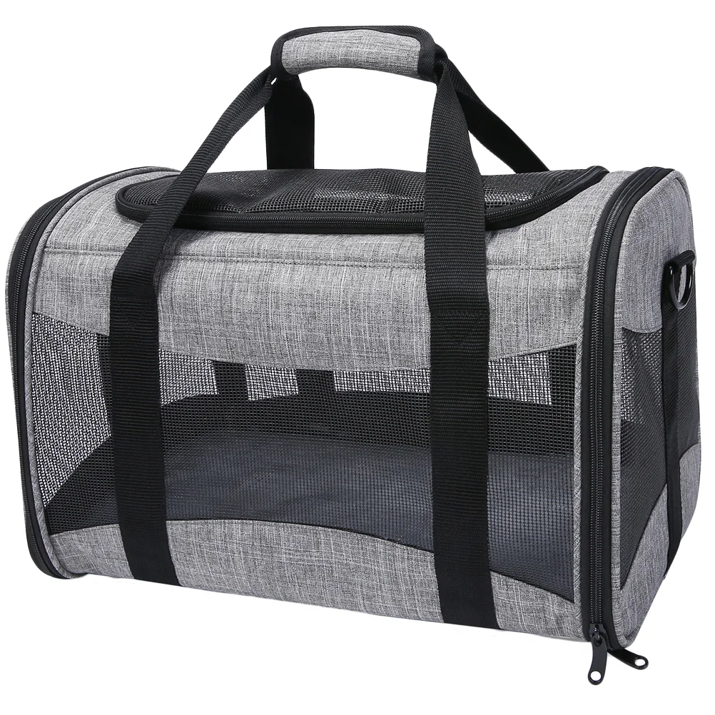

Pet Carrier Bag Foldable Breathable Pet Outdoor Storage Bag Portable Pet Handbag Travel Pouch (Grey)