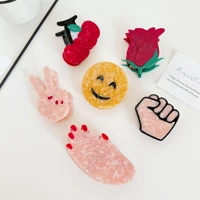 new design high quality geometric hair claw cute sweet colors evil eye sun rose flower hibiscus cherry hand claw clip for woman