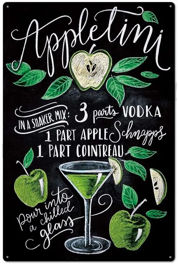 

Винтажные старые искусства | Appletini коктейльный рецепт антикварный Железный Декор для стен | Ретро искусство