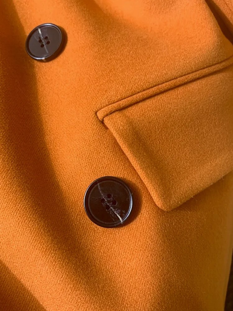 Женский двубортный блейзер из смешанной шерсти свободная Осенняя офисная куртка