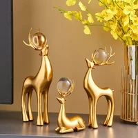 3 pcs golden deer statue modern home decoration sculpture modern art living room decoration golden animal model crafts gifts