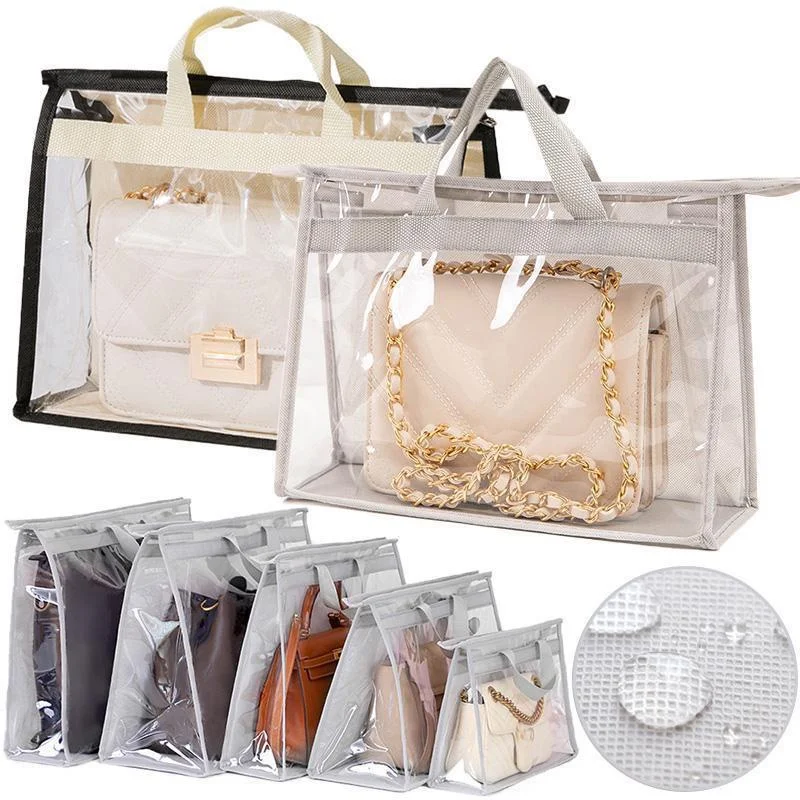 

Handbag Dust Bag,Pack Handbag PVC Waterproof Dust Bags Clear Purse Storage Organizer for Closet, Hanging Zipper Storage Bag