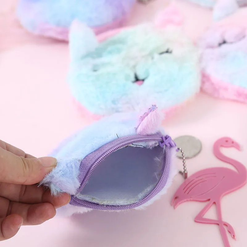 Lovely Children Plush Unicorn Toy Cartoon Coin Purse Messenger Bags Cute Cat Fluffy Baby Kid Kindergarten Cross-Body Bag |
