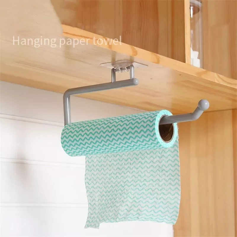 

2022Kitchen Tissue Holder Hanging Toilet Roll Paper Towel Holder Rack Kitchen Bathroom Cabinet Door Hook Holder Organizer