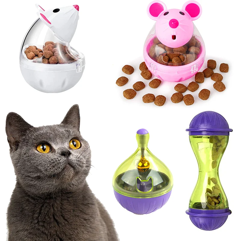 

Cat Mice Food Tumbler Cat Food Toy Ball Interactive Cat Food Feeder Leak Food Interesting Plastic Cat Food Dispenser Treat Toy