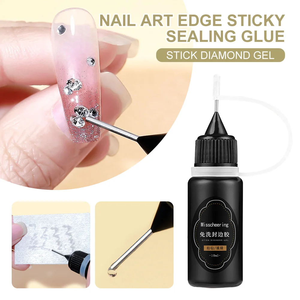 

10ml Nail Art Edge Sticky Sealing Glue Rhinestone Glue Gel Fast Drying No-Wash Seam Filling Glue Manicure Tool