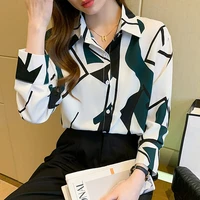 office ladies tops button up shirts for women chiffon long sleeve korean fashion clothing 2022 fall turn down collar blouses