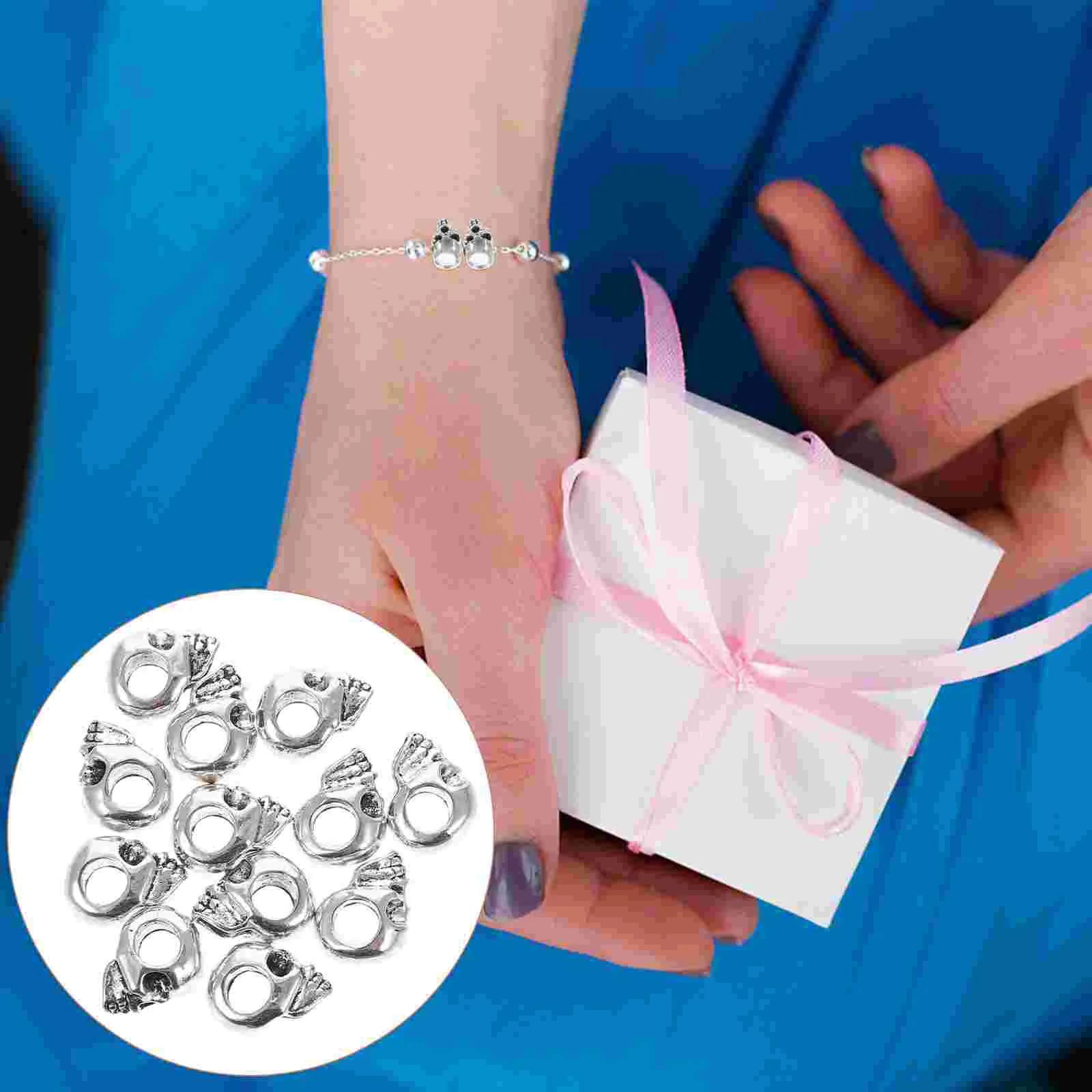 

12 Pcs Beads Necklace Pendant Hand Jewelry Bracelet Charm Alloy Glass Earrings Charms Ghost Head