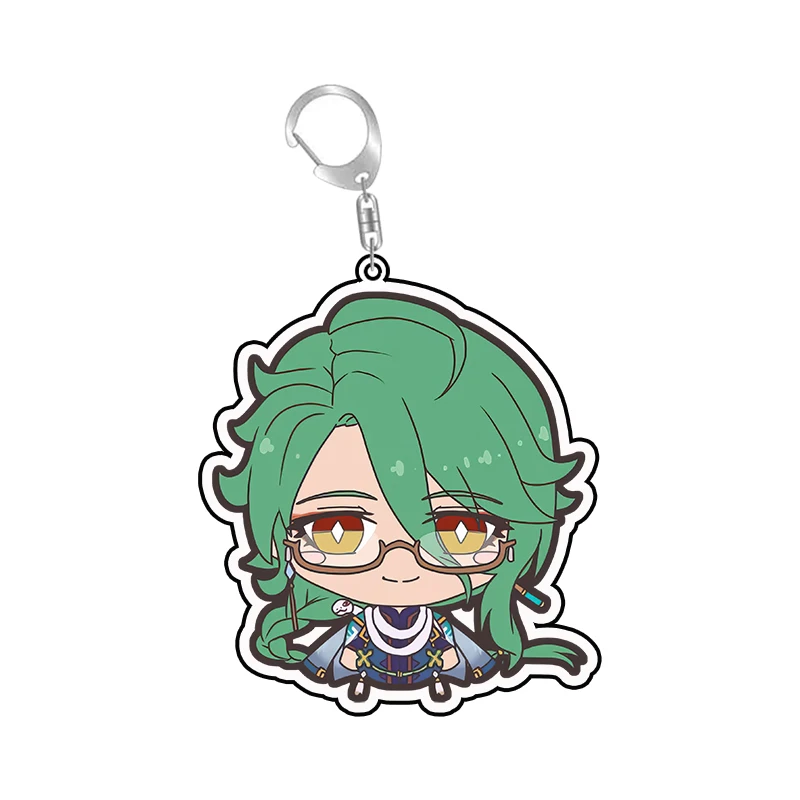 Милые Акриловые Аниме брелки для ключей Genshin аниме кольцо фигурка этера альбедо