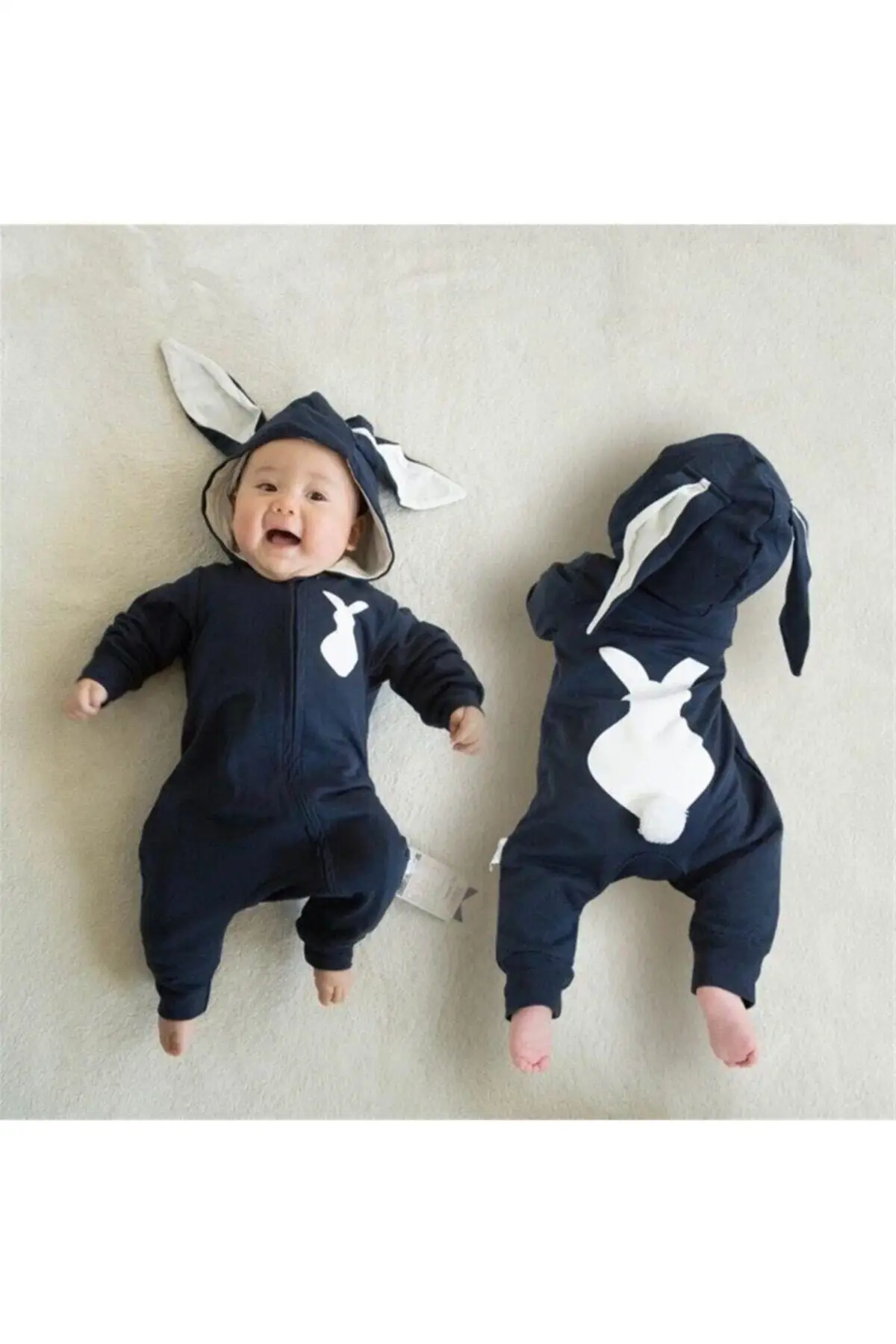 

Rabbit Figured 100 Cotton Seasonal Navy Jumpsuit New Born Baby Clothes 0-12 Month One-Piece Outfit 2022